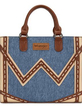 Wrangler Denim Tote Bags for Women Vintage Canvas Top Handle Handbags with Adjus